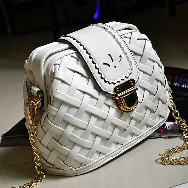 Weave Grid Retro Chain Shoulder Bags