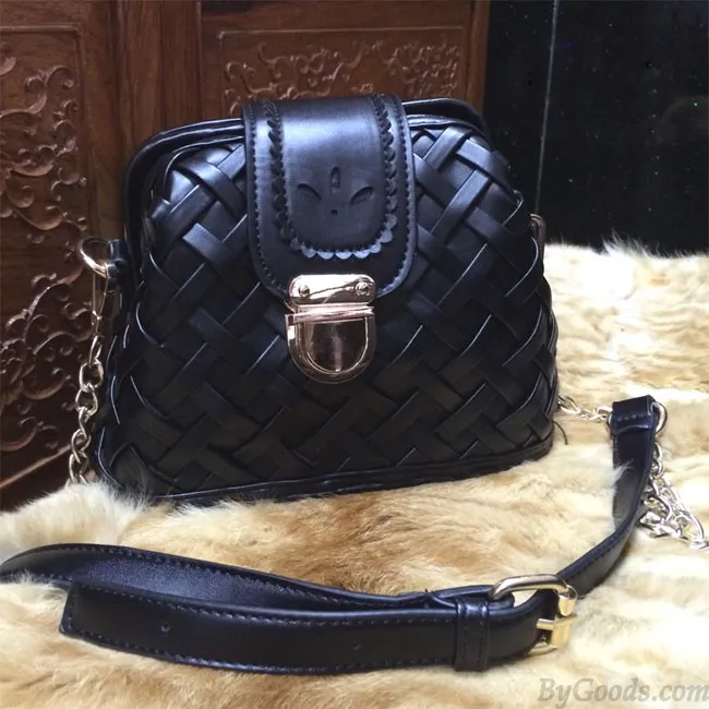 Weave Grid Retro Chain Shoulder Bags