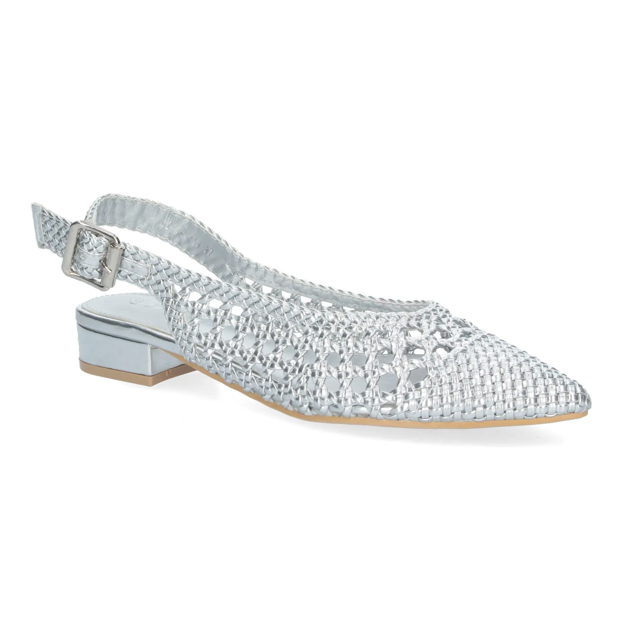 ZAPATOS PLATEADOS TACóN BAJO PARA SALóN ENTRELAZADO MUJER GZ2Q2