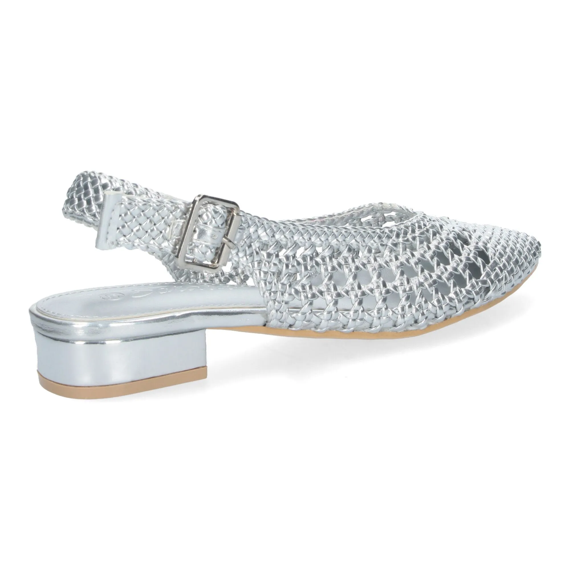 ZAPATOS PLATEADOS TACóN BAJO PARA SALóN ENTRELAZADO MUJER GZ2Q2